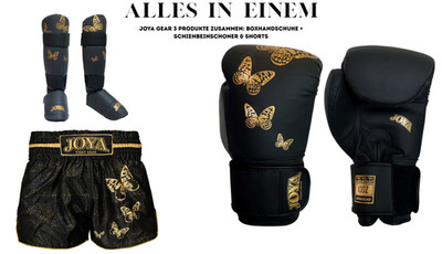 JOYA Butterfly Kinder Kickbox Set   Boxhandschuhe + Schienbeinschoner & Shorts