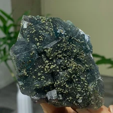 266G Natural green Cube Fluorite with pyrite Mineral Crystal Specimen/China
