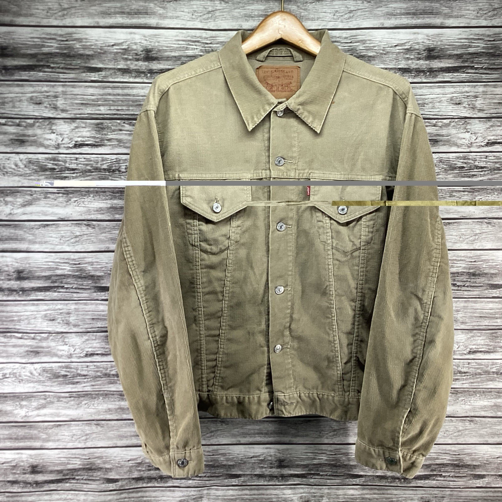 Vintage Levi's Corduroy Jacket Mens XL Beige 70515-3890 Trucker Button Batwing