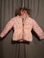 Rothschild Girls 4T Pink Foil Print Hearts Puffer Hood Zip Pocket Jacket