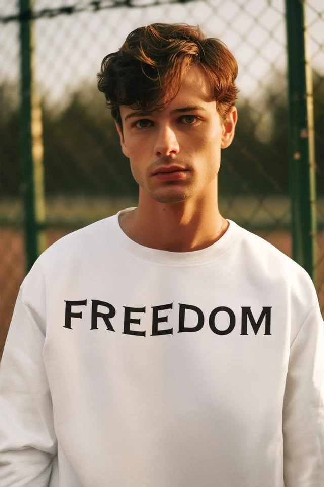 Sudadera A True Patriot Charlie Kirk blanca cuello redondo. PEQUEÑO A XXL. Foto 4 de 4