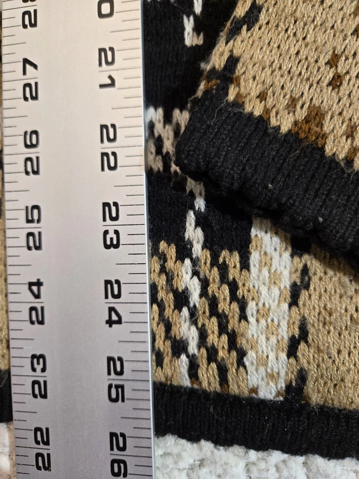 Cárdigan De Colección Tally Ho Abotonado A Cuadros Negro Dorado Crema Años 90 Y2k Preppy Talla L Foto 4 de 4