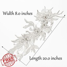 Silvora Phoenix Feather Lace Applique White Beaded Bridal Dress DIY