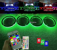 JHB Set (4) 6.5" RGB Color Change Remote APP Subs Sound LED Speaker Rings Light