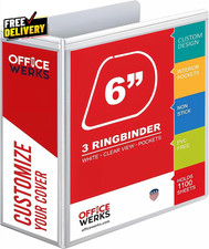 3 Ring Binders 6 Inch D Ring Heavy Duty Large Binder with Pockets for 8.5 X 11..