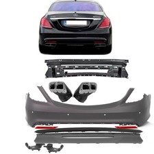 Sto&szlig;stange Hinten Black Edition+Diffusor passt f&uuml;r Mercedes W222 nicht S65 AMG
