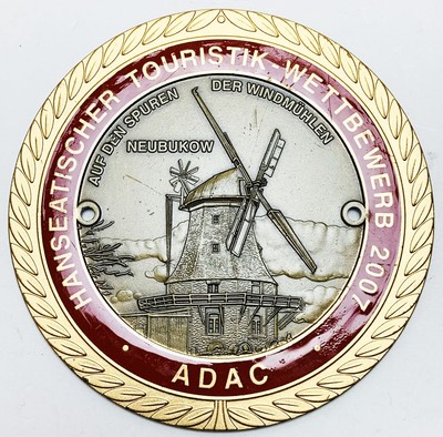 Plakette ADAC 2007 Neububow Touristikwettbewerb Emblem Sammler rund Metall