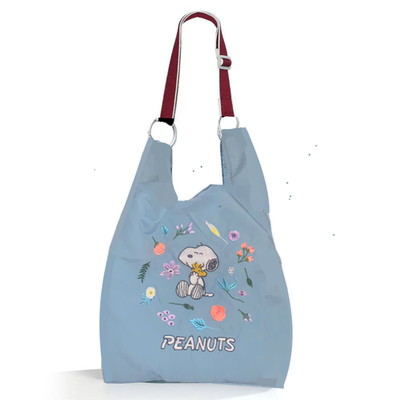 Peanuts Snoopy 2-WAY Tote Bag Embroidered Floral Eco Shopping Bag Japan Hobo Bag