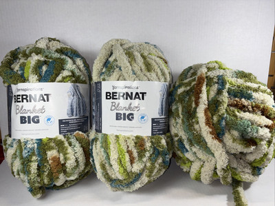 New Bernat Big Blanket Yarnspirations 3 -  32 Yds 11.3 oz Green Splash # 161251