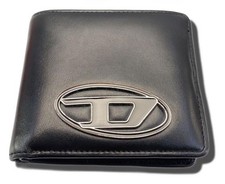 DIESEL Portafoglio 2 Pieghe Pelle Nero Autentico Uomo D:0.98” H:3.74” W:4.33”...