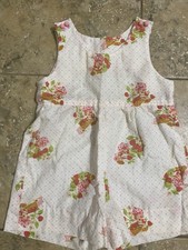 Vintage Retro 80s Strawberry Shortcake 12mo Pink Pin Dot Sunsuit Romper Rare