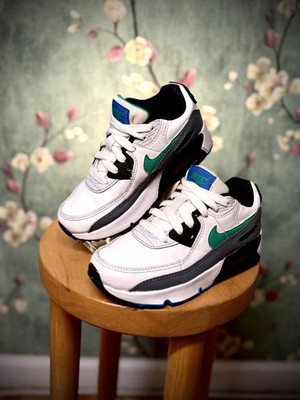 NIKE AIR MAX 90 LEATHER GS WHITE STADIUM GREEN YOUTH DV3607-102 SIZE 11.5C Kids