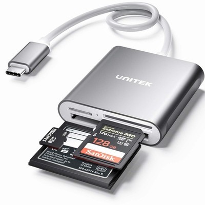 Unitek USB C SD Card Reader, Aluminum 3-Slot USB 3.0 Type-C Flash Memory Card...