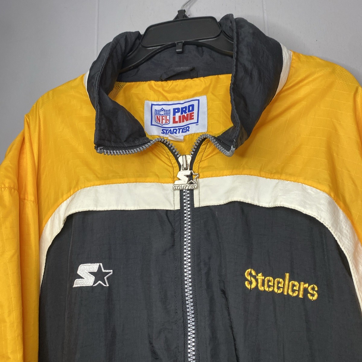 Vintage 90s Pittsburgh Steelers Mens Pro Starter Hooded Jacket