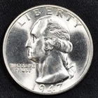 1947-S Washington Silver Quarter - San Francisco Mint - Uncirculated BU