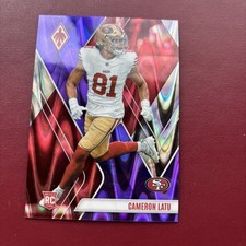 2023 Panini Phoenix - Purple Seismic #193 Cameron Latu Rookie Card /125. rookie card picture