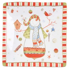 222 Fifth Christmas Play Square Appetizer Plate 8923788