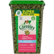Greenies Feline Adult Cat Dental Treats Savory Salmon, 21 oz