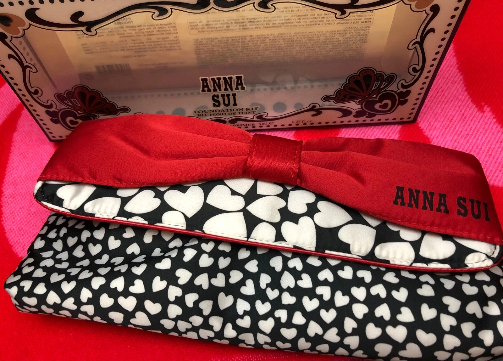 Anna Sui Foundation Kit w/ Beautiful Clutch Mini Foundation Primer & Mirror NIB