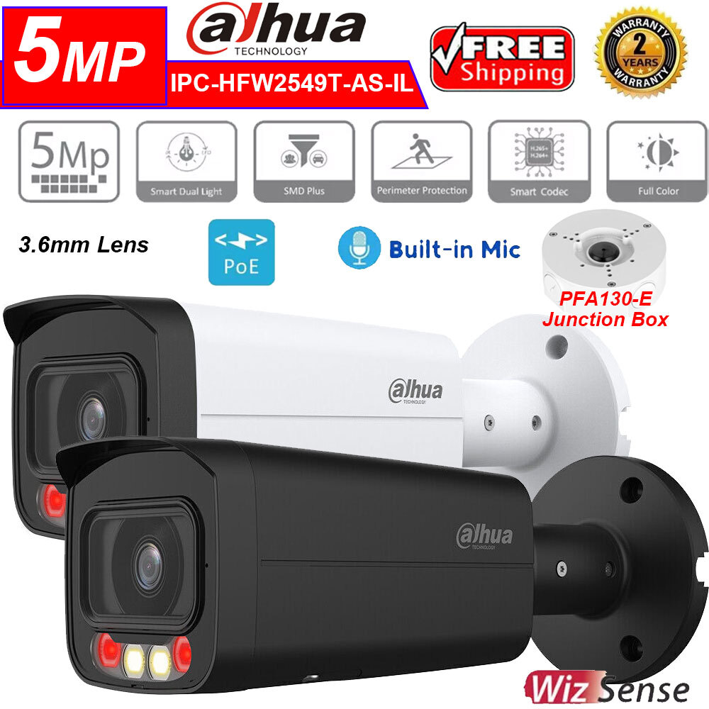 Dahua IPC-HFW2549T-AS-IL 5MP Full-Color Mic WizSense IP Camera Smart-Light 3.6mm