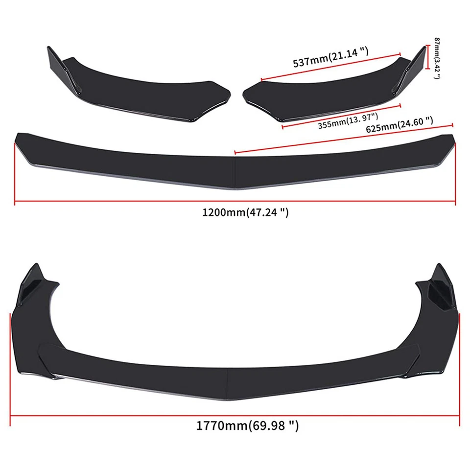 For 3 Series E46 E90 E91 E92 Car Front Bumper Lip Splitter Strut Rod Gloss Black Foto 2 de 4