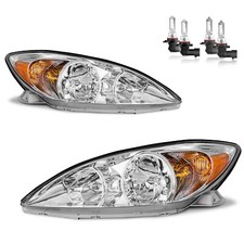 Headlights For 2002-2004 Toyota Camry Chrome Amber Corner Headlamp Wbulbs Lr