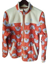 REI Kids Fleece Girl's Full Zip Up Floral Tan  Orange Jacket w/ Pockets XL 18