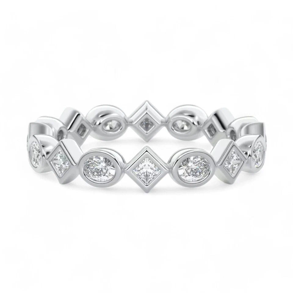 Engagement Diamond Eternity Band Oval Lab Grown 1.00 Carat 18k White Gold Size 6 - Image 2 of 4