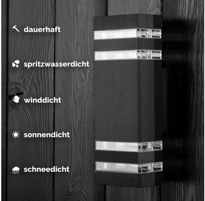 LED Wandleuchte außen UP DOWN IP54 mit 2x GU10 schwarz Fassadenlampe 6W warmeiß - Bild 3 von 4