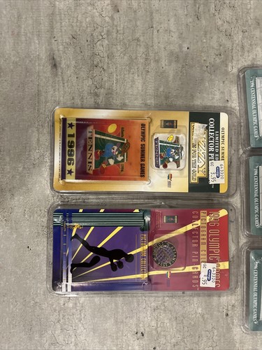 5x 1996 OLYMPIC SUMMER GAMES Pin/Card Tennis, 2 Boxing, Badminton, Judo. NIP - Picture 3 of 5
