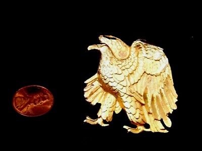 vtg American Eagle Necklace Pendant 18K Yellow Gold Plated 3D - Main Image