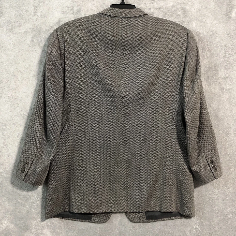 Jaqueta Vintage Mani by ARMANI Casaco Esportivo Lã Seda Blazer Cinza Espinha de Arenque 42S - Imagem 2 de 4