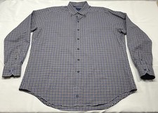David Donahue Men's XL Gingham Check Plaid Button Front Long Sleeve Dress Shirt