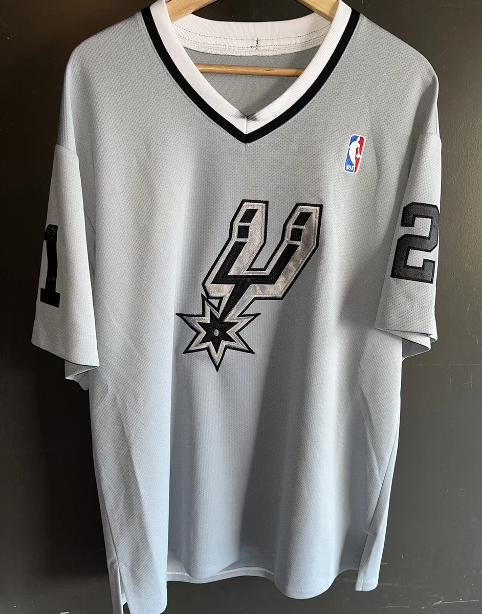 San Antonio Spurs Tim Duncan Mens Adidas XL Jersey Gray Stitched Logo