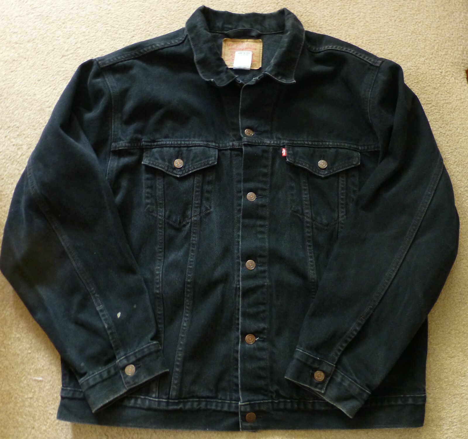 Levi's Black Jean Trucker Jacket Men's XXL Wayne Coun… Gem