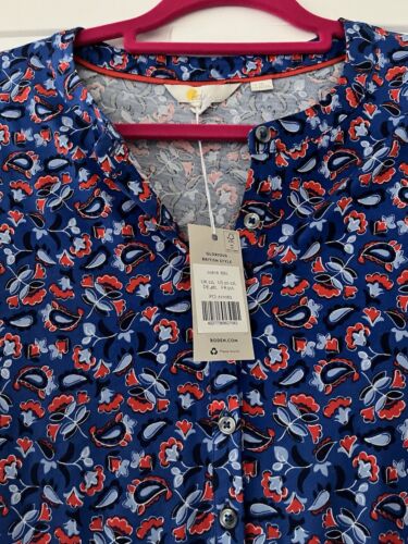 Boden Size 22 Blue Red Paisley Midi Shirt Dress, New - Picture 2 of 8