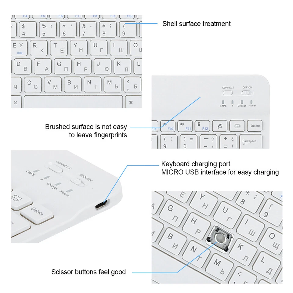 10&apos; Slim Wireless 3.0 Tablet Keyboard Micro USB for  iOS  - Image 2 of 4