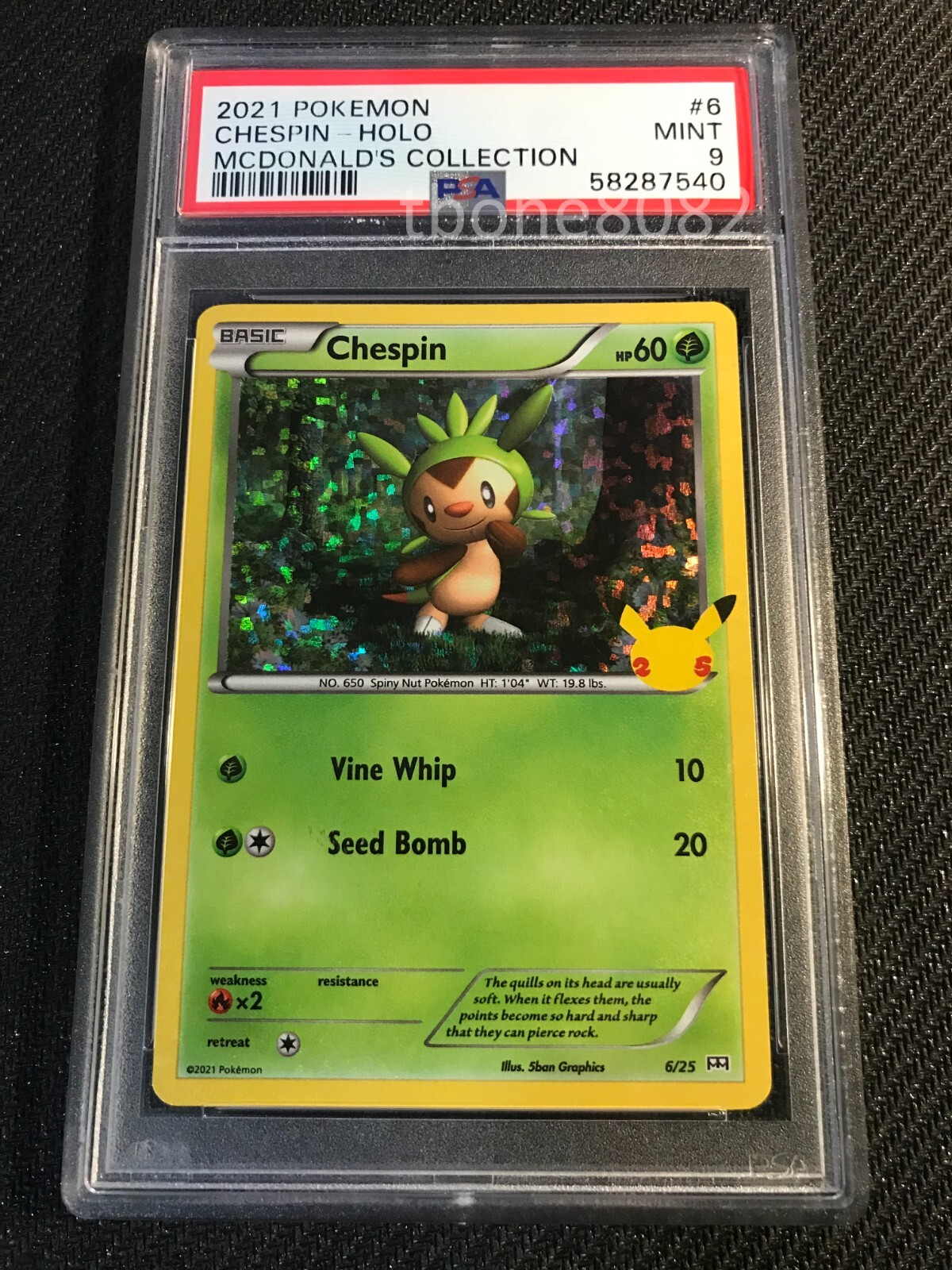 PSA 9 MINT Chespin 6 McDonalds Collection Holo Pokemon Card