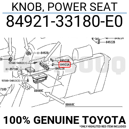 8492133180E0 Genuine Toyota KNOB, POWER SEAT 84921-33180-E0 | eBay