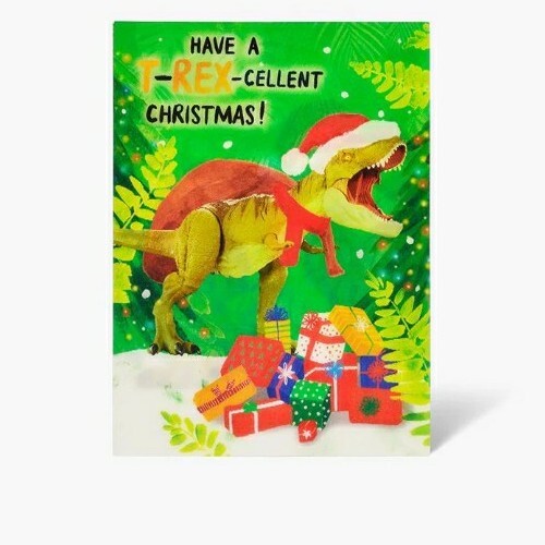 Paperchase Holographic T-Rex- Cellent Christmas Card Dinosaur - Picture 1 of 4