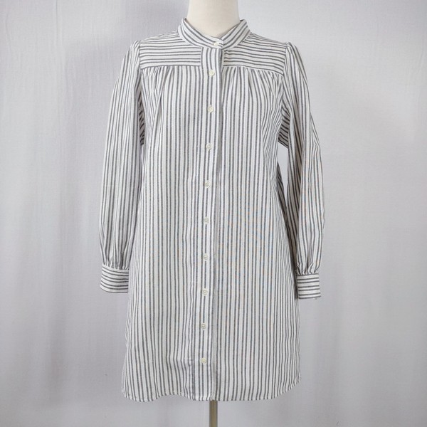 Auguste The Label Womens Size AU 4 Dark Grey Striped Shirt Dress Band Collar