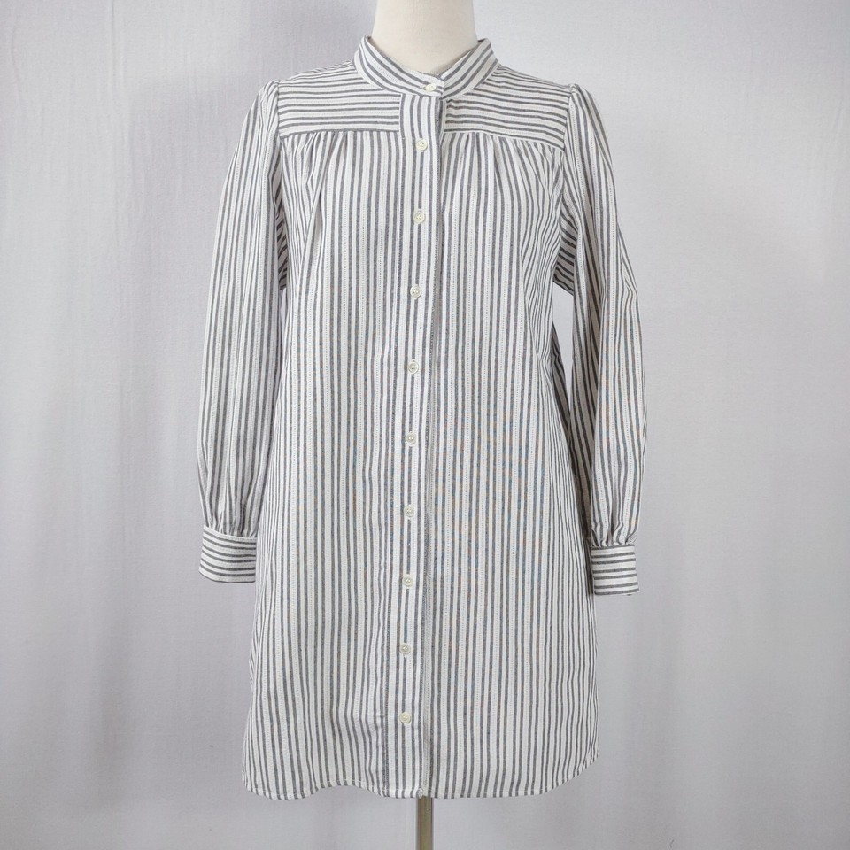 Auguste The Label Womens Size AU 4 Dark Grey Striped Shirt Dress Band Collar