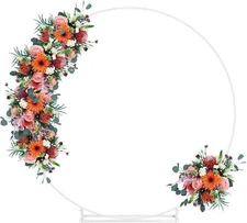 6.6' Round Backdrop Stand White Metal Circle Balloon Arch Kit Wedding Arch Stand