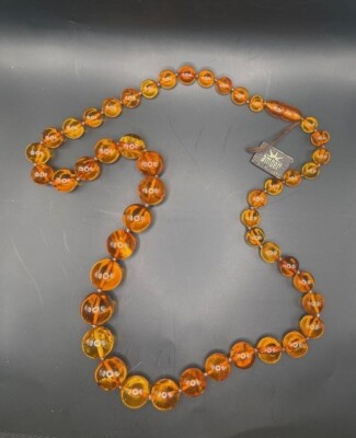 High quality Lithuanian Baltic amber necklace, genuine, clear, sun