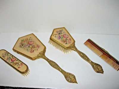 antique hair brushes england mirror brass comb wood vanity