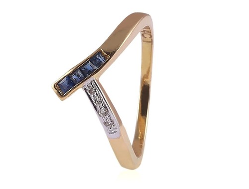 0,72 Ct Rotondo Brillante Taglio Naturale Diamanti Zaffiro Anello 18K Oro giallo - Foto 2 di 4