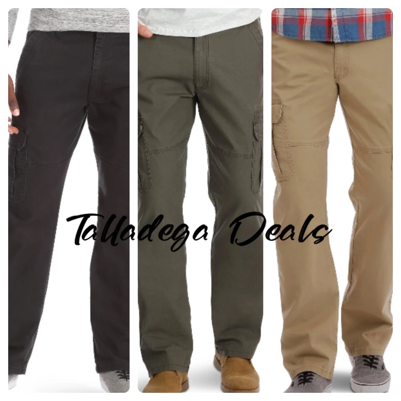 Men's Wrangler Relaxed Fit Cargo Pants w/ Stretch Black Khaki Olive CHOOSE SIZE