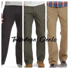 Men's Wrangler Relaxed Fit Cargo Pants w/ Stretch Black Khaki Olive CHOOSE SIZE