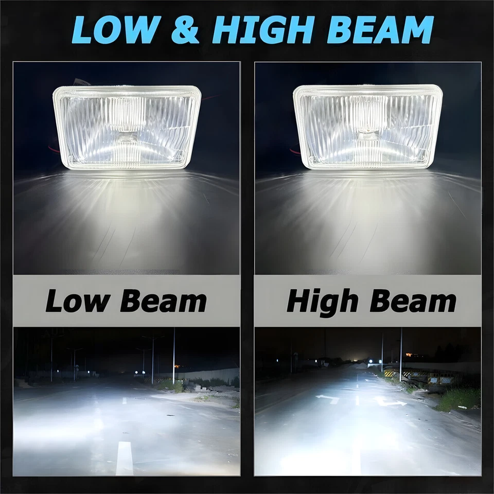 4PCS 4x6" Square LED Headlights High Low Sealed Beam H4 For Dodge B300 Cargo Van - Image 4 of 4