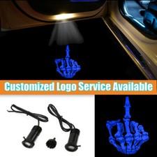 2pcs Wired Car Door Blue Skull Middle Finger Logo Led Projection Welcome Light 2pcs Wired Car Door Blue Skull Middle Finger Logo Led Projection Welcome Light